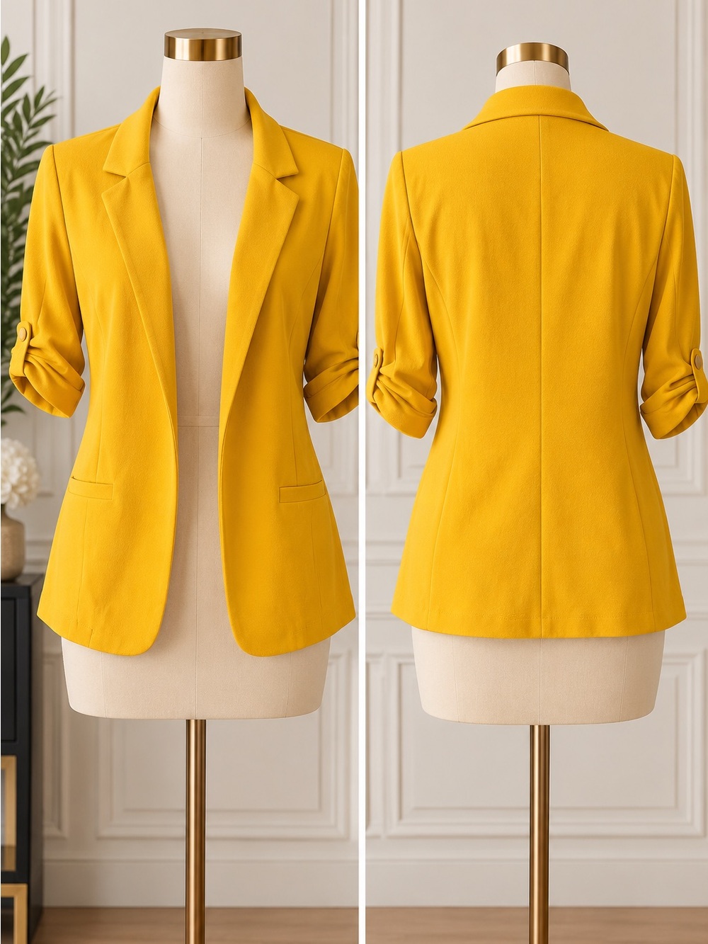 Madison Mustard Yellow Open-Front Blazer
